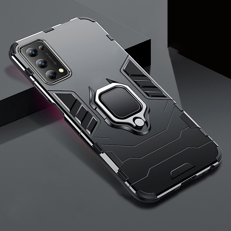 Casing Armor Shockproof + Stand Holder Magnetik Untuk OPPO Reno 5 Pro / 5G