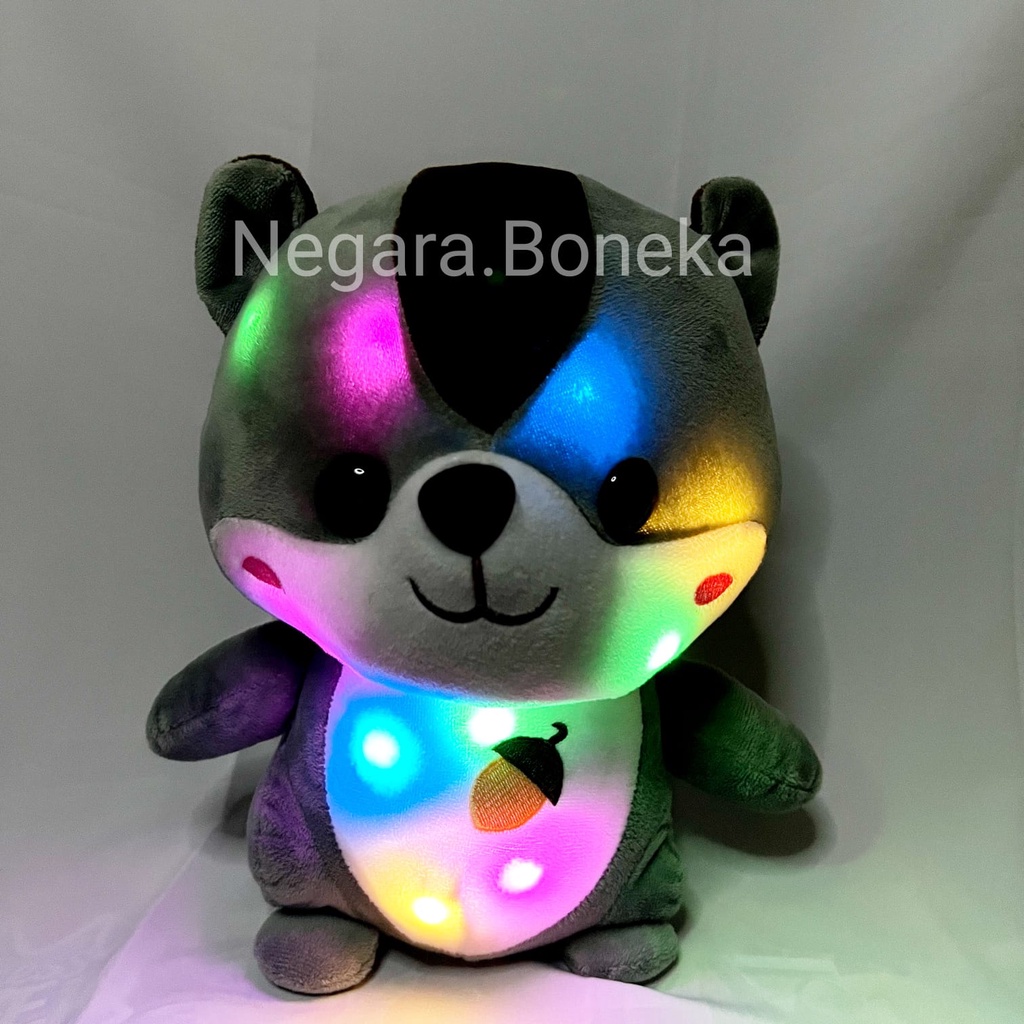 Boneka Tupai LED Lucu Hadiah Untuk Anak - Anak / Mainan Mewah Model Duduk