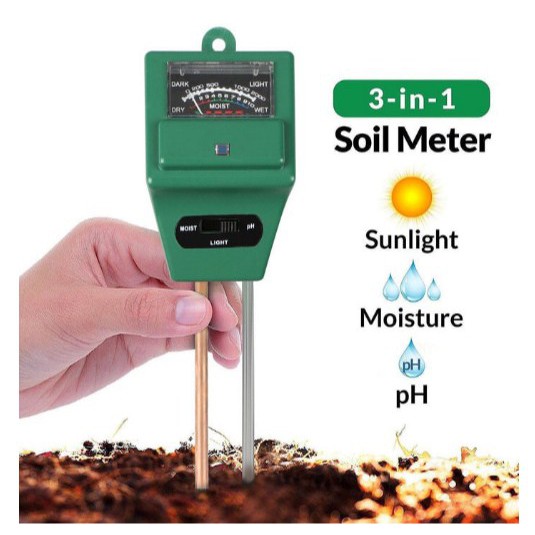 3 in1 PH Tanah KOTAK, Kelembaban, Cahaya Soil, Moisture, Light Meter Alat Ukut Berkebun