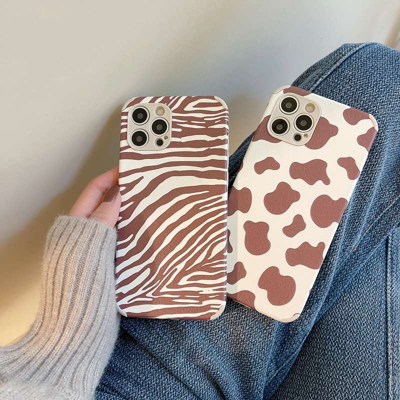 Fashion！Cow &amp; Zebra Pattern Soft Case iP iPhone 6 6S 7 8 + Plus XS XR 11 12 13 Pro Max Brown Casing Xiaomi Redmi 9T Note 7 8 Pro