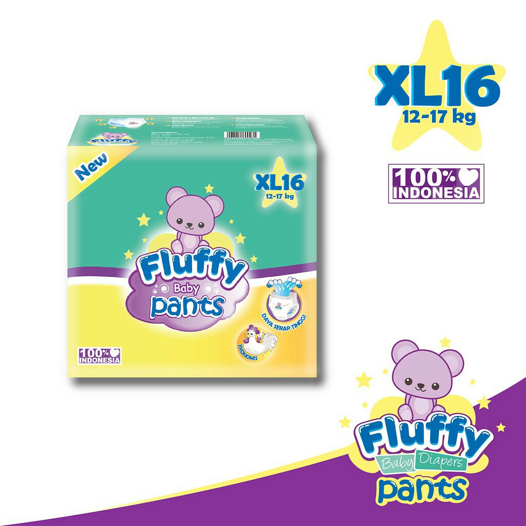 Pampers Fluffy Popok Bayi Tipe Celana XL16