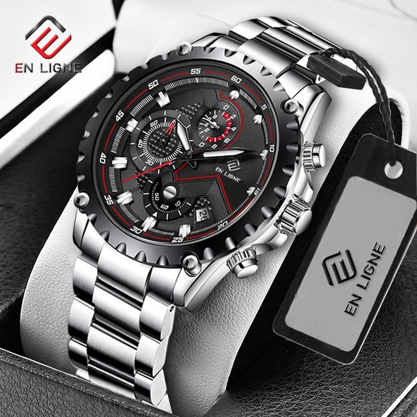 EN LIGNE - Jam Tangan Pria Quartz Analog Chrono Tanggal - Jam Tangan Pria Anti Air - Anti Karat