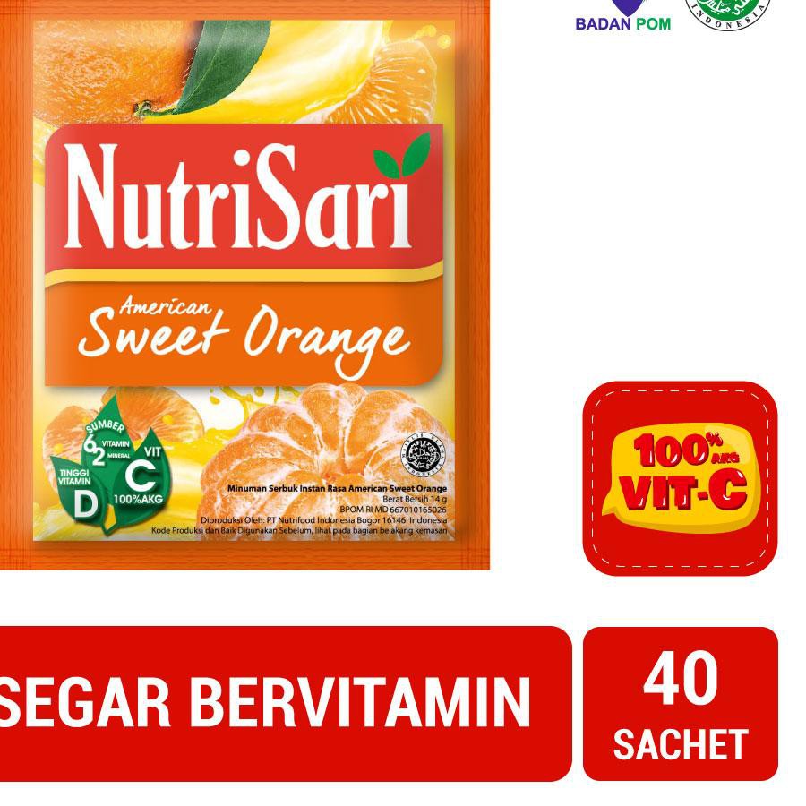 

[KODE BARANG 58] NutriSari American Sweet Orange 40 Sachet - Minuman Buah Vitamin C TERLAKU..!!