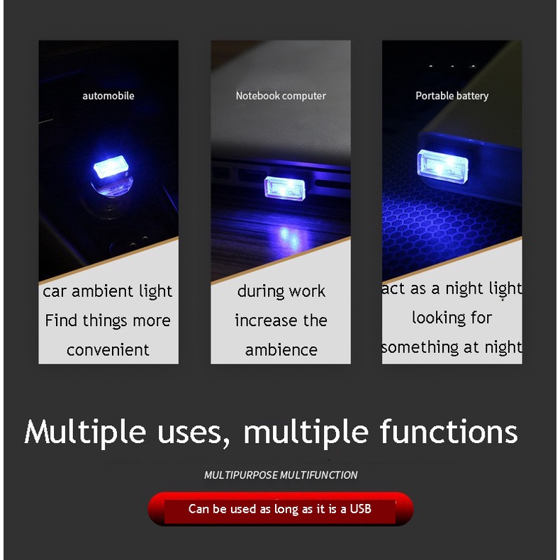 (Dalam stok, dikirim dari Jakarta)car usb ambient light led non-modifikasi lampu dekoratif pencahayaan interior mobil lampu suasana mobil komputer pengisian harta usb pencahayaan multiguna