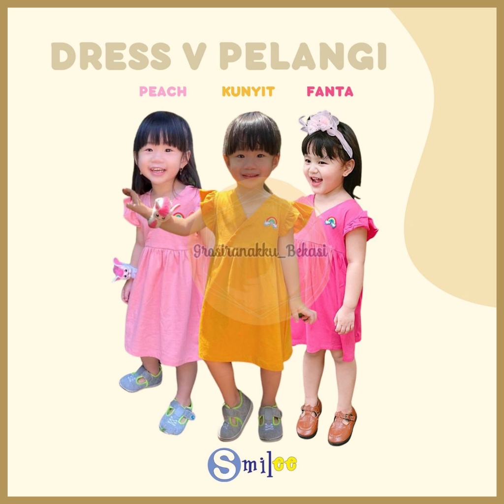 Dress Anak Bayi V Pelangi  Mix Warna 1-5