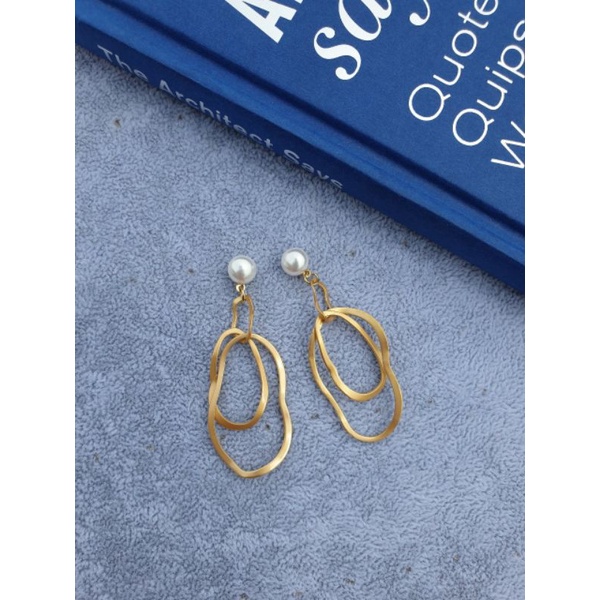 Anting wanita korea panjang gantung Geometri