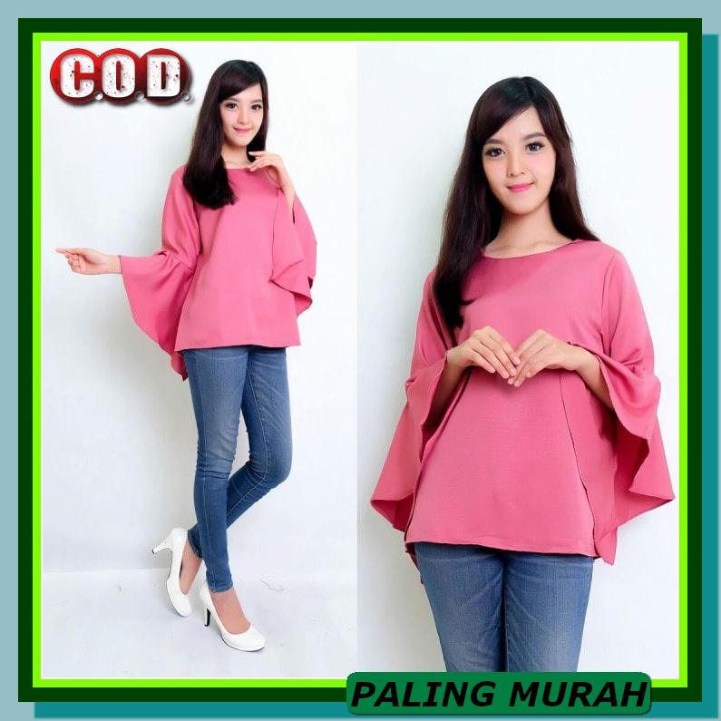 Blouse Wanita Polos Lengan Panjang / Blouse Putih Wanita / Korean EV324 [Vintali Blouse Salem Ak] Bl