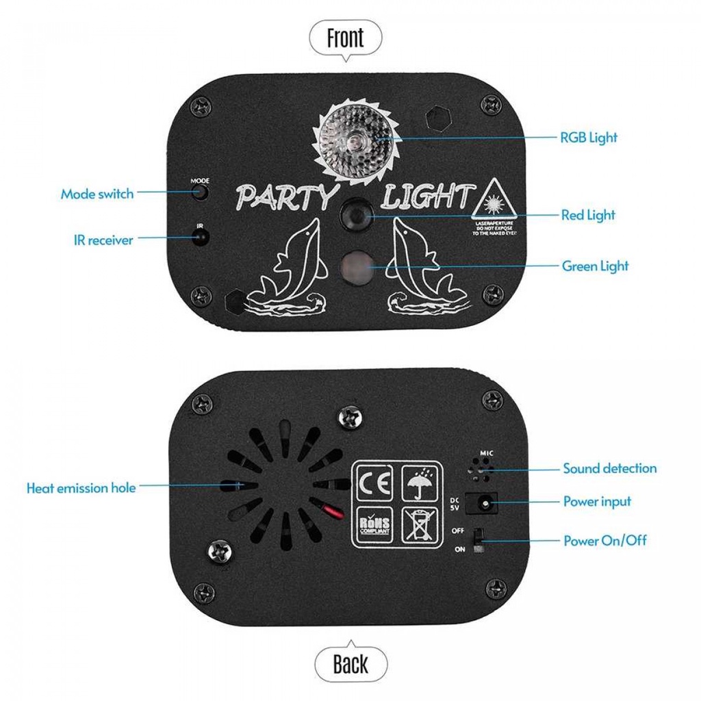 Lampu Proyektor Laser LED Panggung Disco Party 60 Pola Sensor Suara