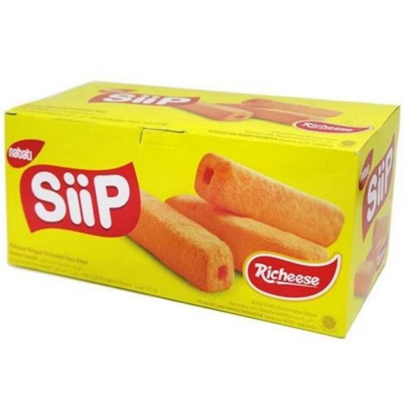 

NABATI SIIP RICHEESE SNACK CHIKI RASA KEJU BOX 100 GRAM ISI 20PC X 5GRAM