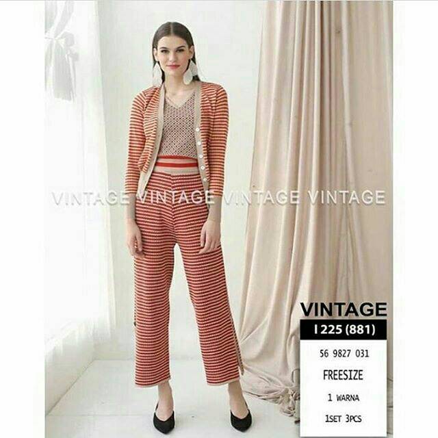 ONE SET 3IN1 CARDI+INNER+CELANA KULOT RAJUT PREMIUM IMPORT BKK - HIJAB FRIENDLY