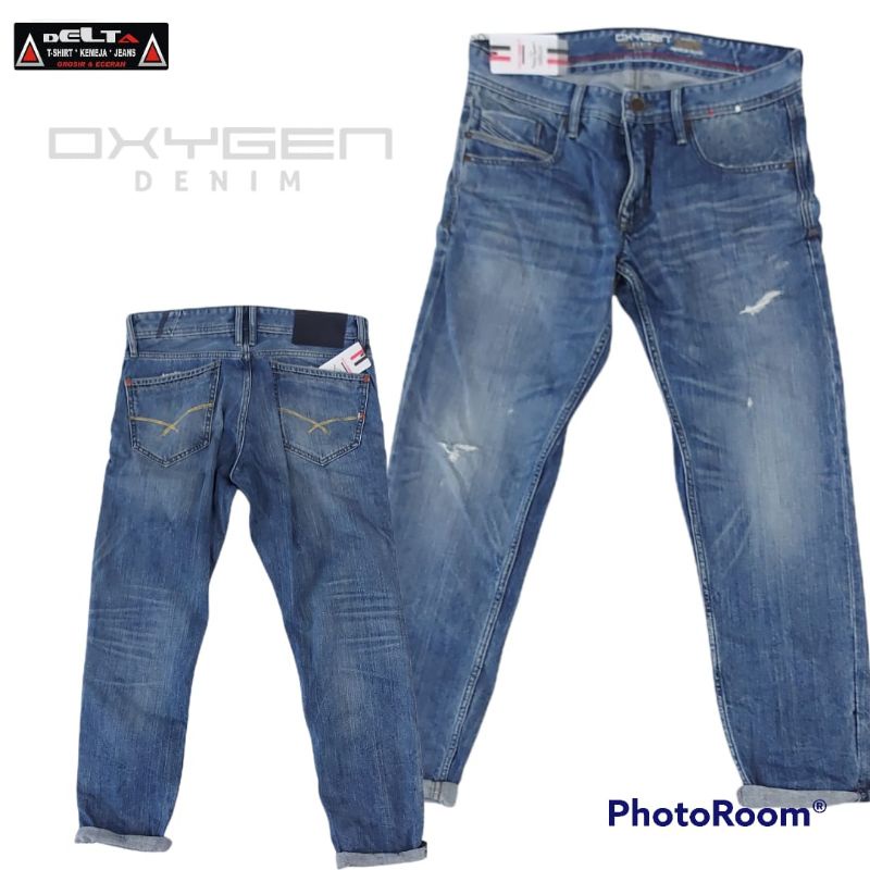 OXYGEN  Original Premium Denim Ripped Jeans Slim Fit - Light Blue (OXN- 167) || OXYGEN Jeans Sobek D