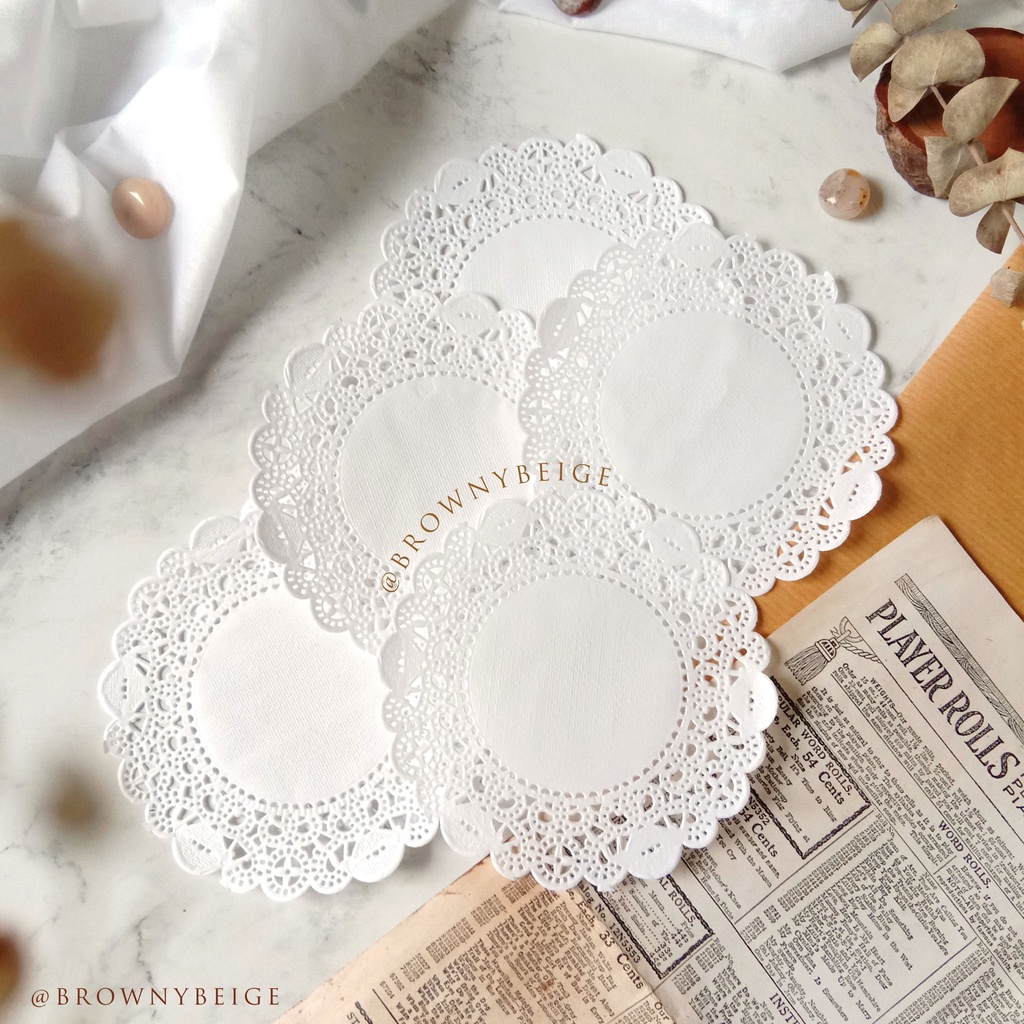 

PAPER DOILIES / KERTAS RENDA / DOLY LACE PAPER - dekor scrapbook jurnal dollies lace Kertas Vintage Ephemera Deco Dekor Journal Bujo Aesthetic Kerajinan Tangan kpop Scrapbook Gift Wrapping DIY Memo Sticker Stiker Hiasan Antique Antik BROWNYBEIGE