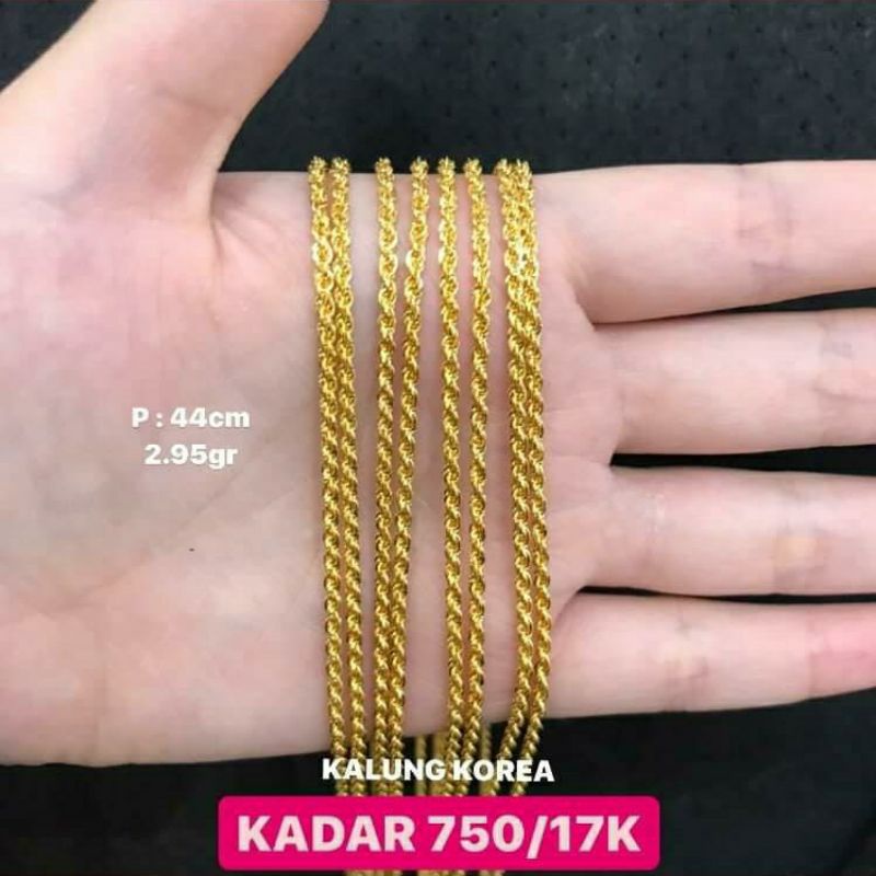 kalung korea Emas Asli - kalung korea Emas Kadar 750 - Toko Emas - Toko Mas asli - Perhiasan Emas