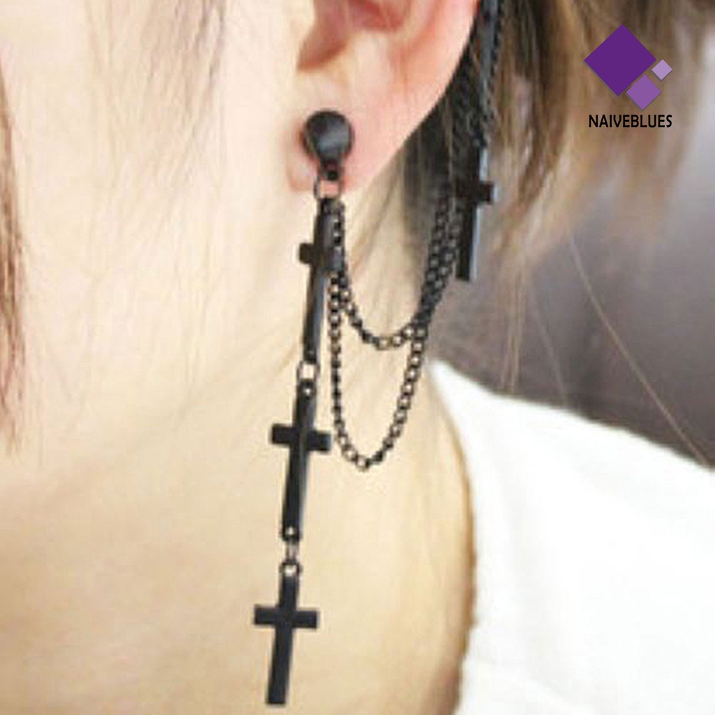 1 Pc Anting Ear Cuff Dangle Cross Gaya Punk Crawler Serbaguna Untuk Wanita