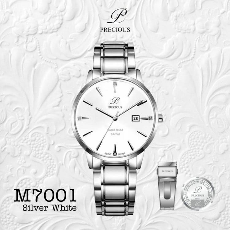 JAM TANGAN PRIA ANTI AIR MEWAH SIMPLE ELEGAN PRECIOUS M7001 STAINLESS STEEL ORIGINAL BERGARANSI JAPAN MOVEMENT