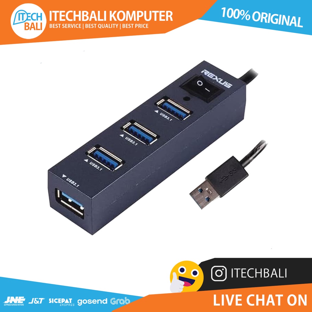 USB Hub REXUS RXH327 4 port Usb 3.1 | ITECHBALI