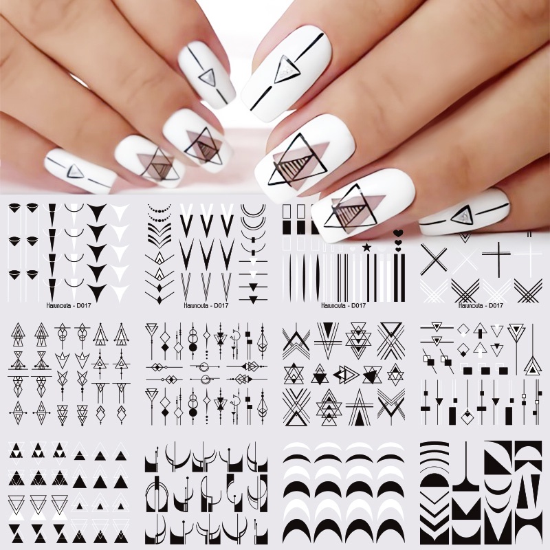 12pcs / Set Stiker Kuku Desain Lavender Floewrs Gelombang Untuk Dekorasi Nail Art DIY