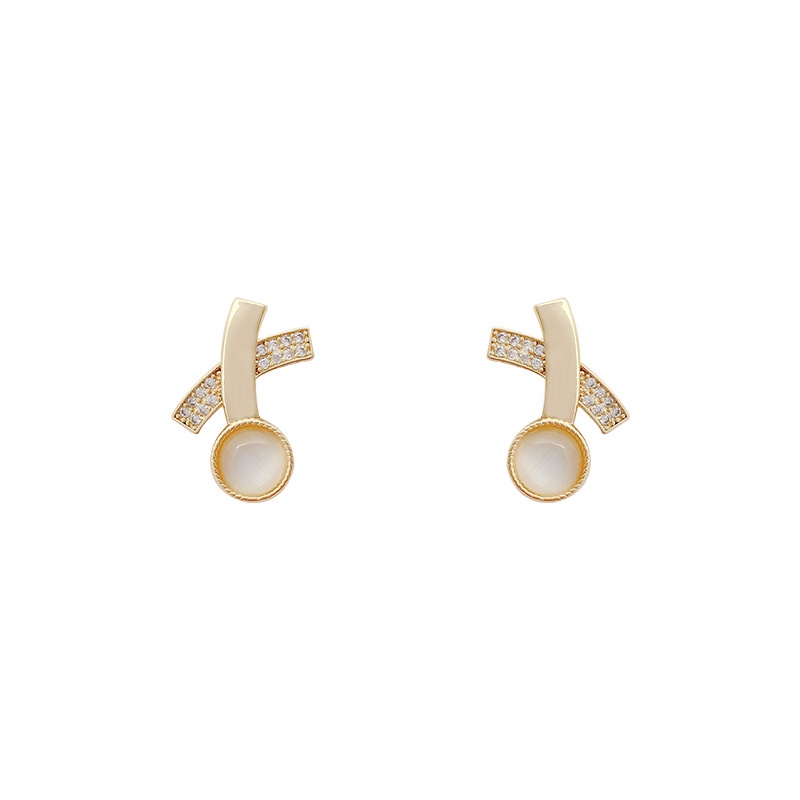 Shuling Fashion Cross Earrings Opal Earring Female 925 silver needle Diamond Super Cute Earrings