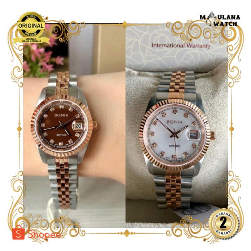 JAM TANGAN PRIA WANITA | RANTAI | KULIT | KARET | MURAH | WANITA BONIA ROSEGOLD ORIGINAL