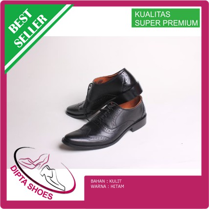 SEPATU KULIT PANTOFEL WINGTIP - Hitam, 44