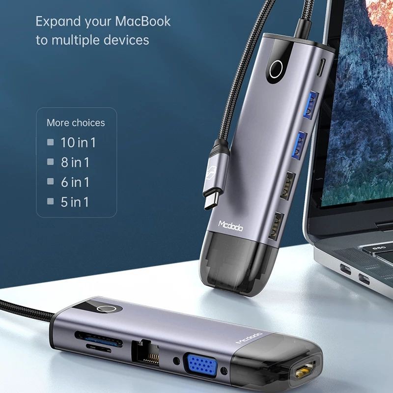 USB Hub USB TYPE C Mcdodo 5 in1 For LAPTOP Macbook iPad Pro Android Tablet