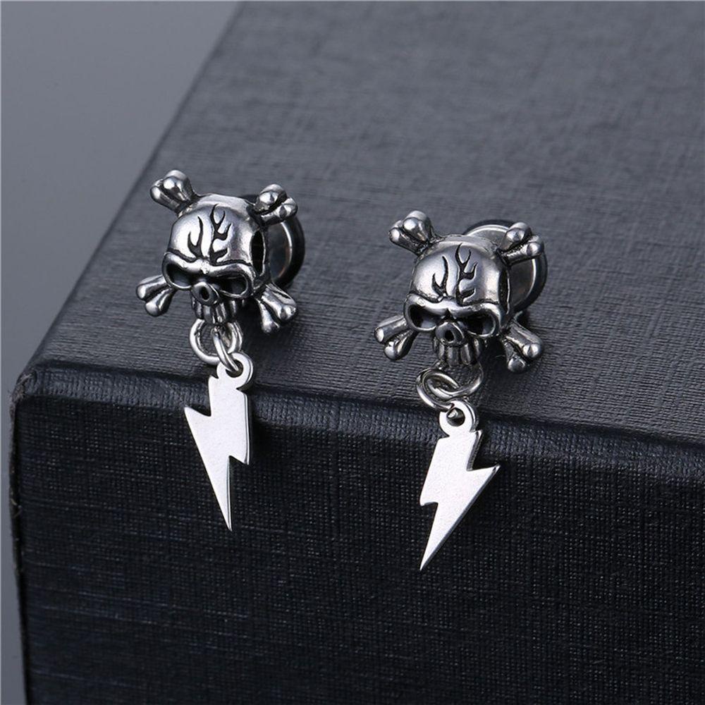 Mxbeauty Anting Tusuk Pria Hiphop Elegan Bintang Bahan Titanium Steel Untuk Wanita Skeleton Drop Earrings