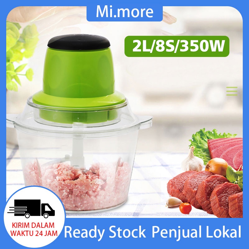 Penggiling Daging Blender Elektrik 2L 4 Pisau Chopper Meat Grinder ( pakai 8 detik cukup)