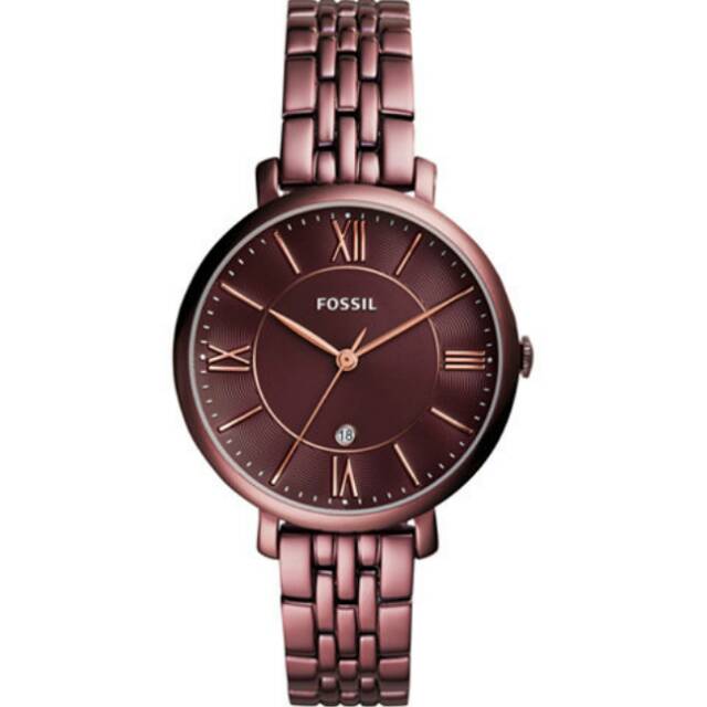 Fossil jacquline three hand stainless watch in wine