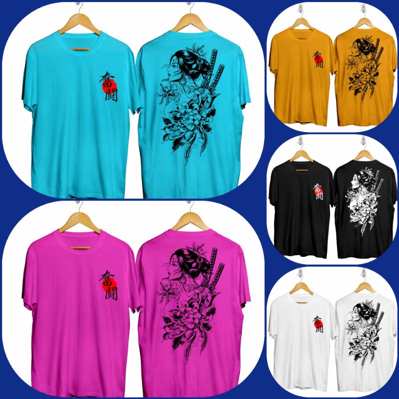 KAOS T-SHIRT/KAOS DISTRO KEKINIAN/KAOS SAMURAI/KAOS RONIN GEISHA PEDANG