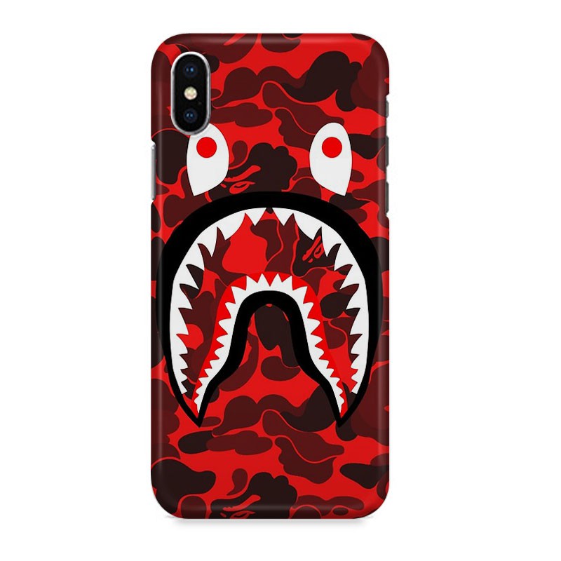 Indocustomcase Shark Bape Red 2 Hard Casing Case Cover For iPhone X