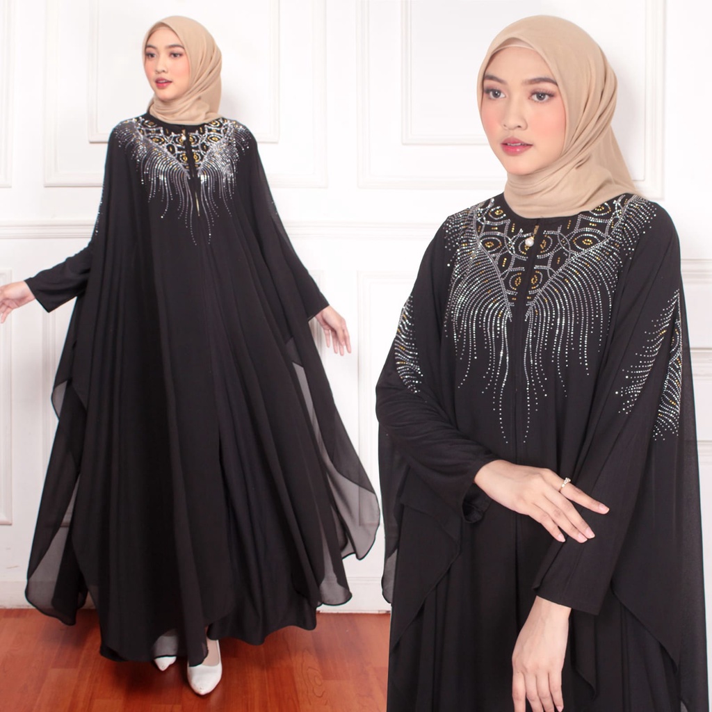 kaftan berbie hitam mewah dan elegan // kaftan hitam busui wanita terbaru // kaftan pesta wanita mus
