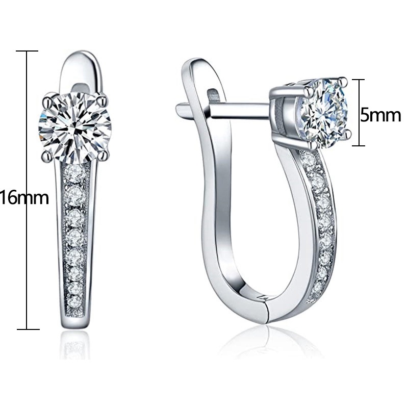 Anting Bulat Lapis Silver Dengan Kristal Kubik Zirconia Untuk Wanita