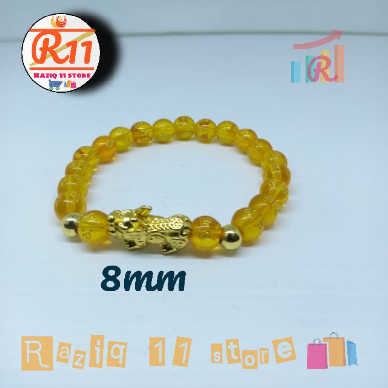 Gelang Batu Giok Mantra Budha Asli Kombinasi Pixiu 8mm