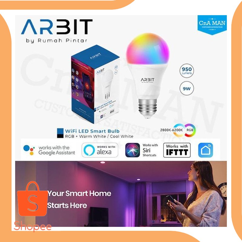 Promo last stok Arbit Wifi LED Smart Bulb RGB and Cool White Lampu Bohlam  Berkualitas