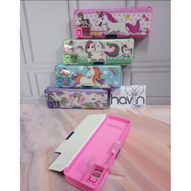 kotak pensil BTS BT21/pencil case/tempat pensil MAGNET BTS/plastik BTS-Magnet BESAR UNICORN