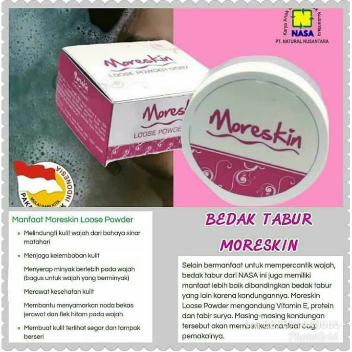 Bedak Tabur Moreskin Loose Powder NASA / Menyamarkan Bekas Jerawat, Flek Hitam Dan Wajah Berminyak