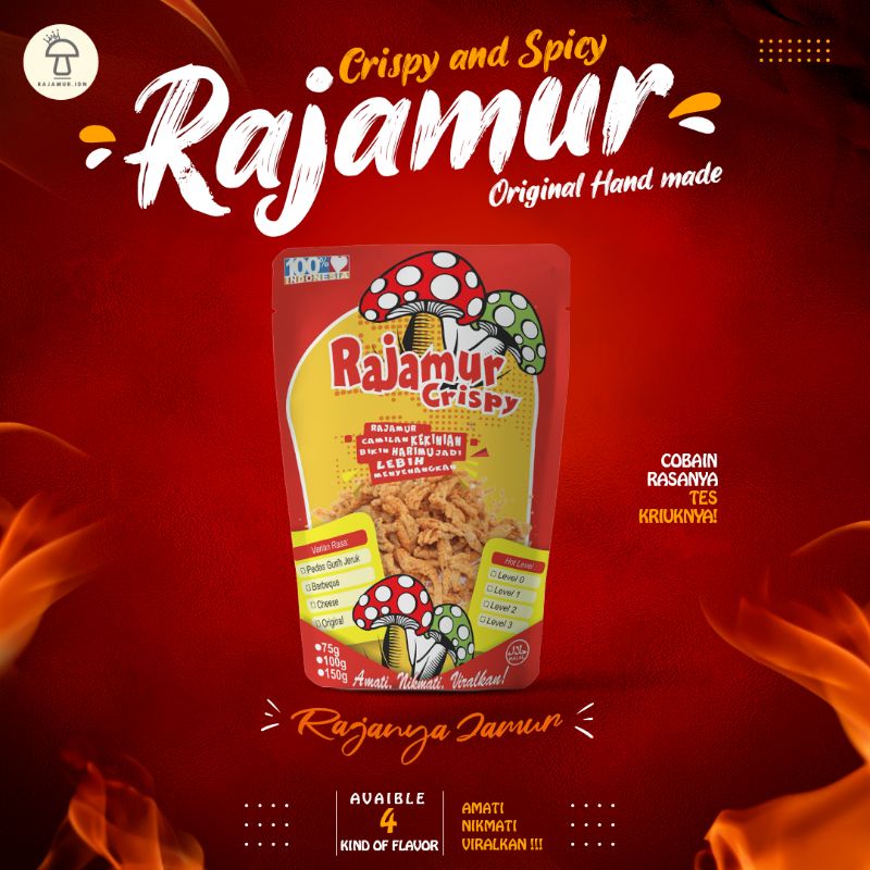 

Jamur crispy pedas original barbeque dan keju. Rajamur 4 varian rasa