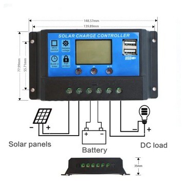 Solar Charge Controller 10A 20A 30A 40A 50A 60A Cell PWM Pengisi Daya Surya 12V 24V