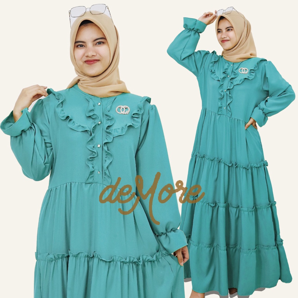 MAXI DRESS CANTIK BAJU GAMIS WANITA MUSLIM REMPEL SUSUN 2022 ZOYA BIGSIZE DEMORE