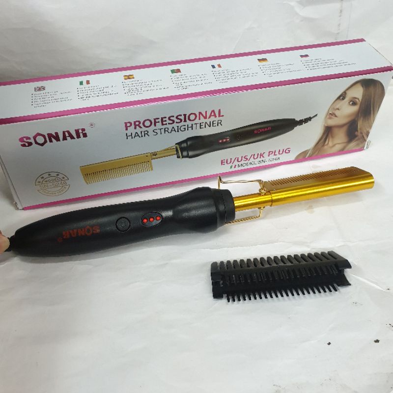 Alat Catokan Rambut Sonar Sn 5248 catok sisir Lurus Curly Keriting  2in1