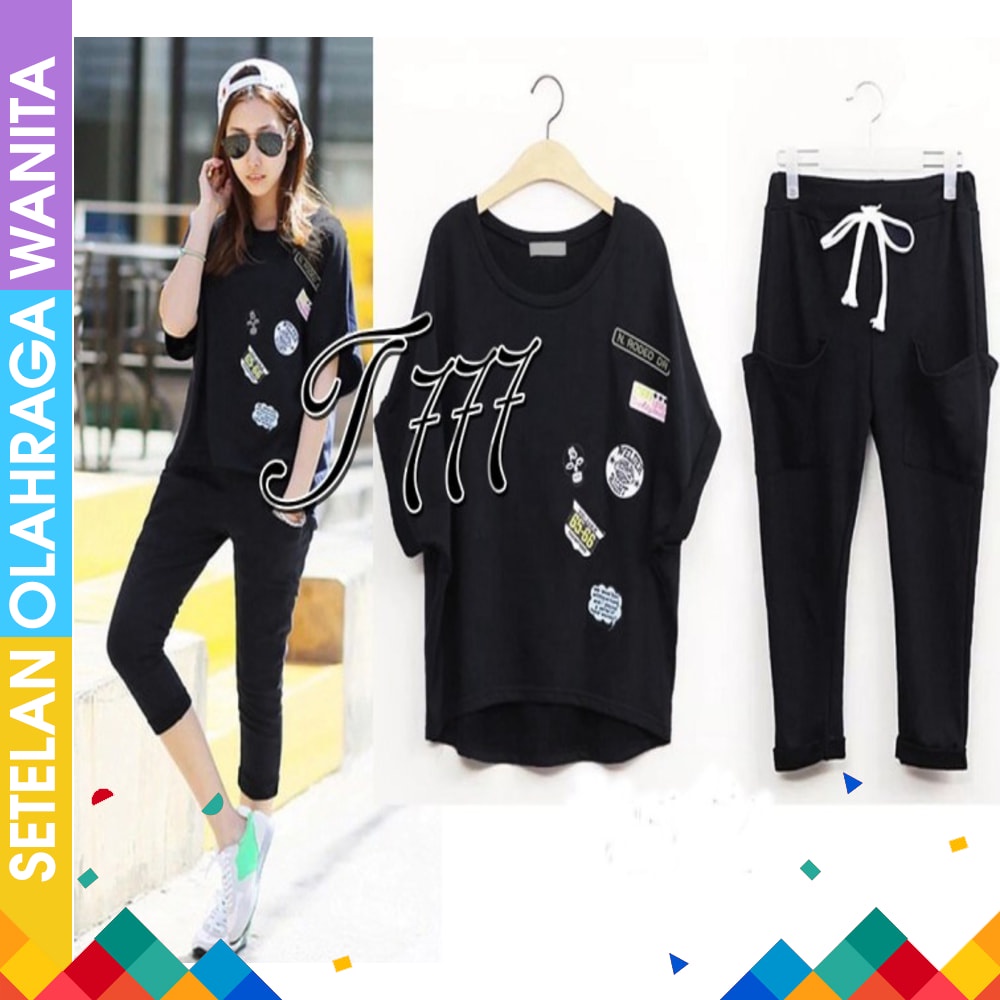 Baju Senam Aerobik Setelan Lapangan Zumba Olahraga Panjang Muslimah Hijab Cycling Rok Putih Merah