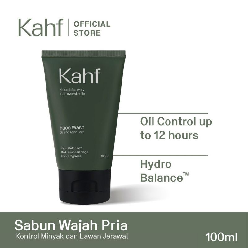 KAHF Sabun Cuci Muka Wajah Pria Kulit Berjerawat Berminyak Memutihkan Mencerahkan