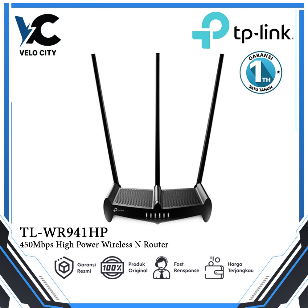 TP-LINK TL-WR941HP 450Mbps High Power Wireless N Router - Garansi 1th