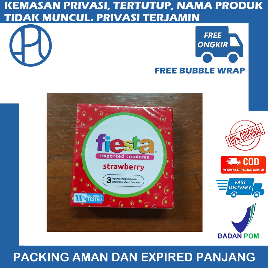 KONDOM FIESTA STRAWBERRY - PRIVASI - ISI 3 12