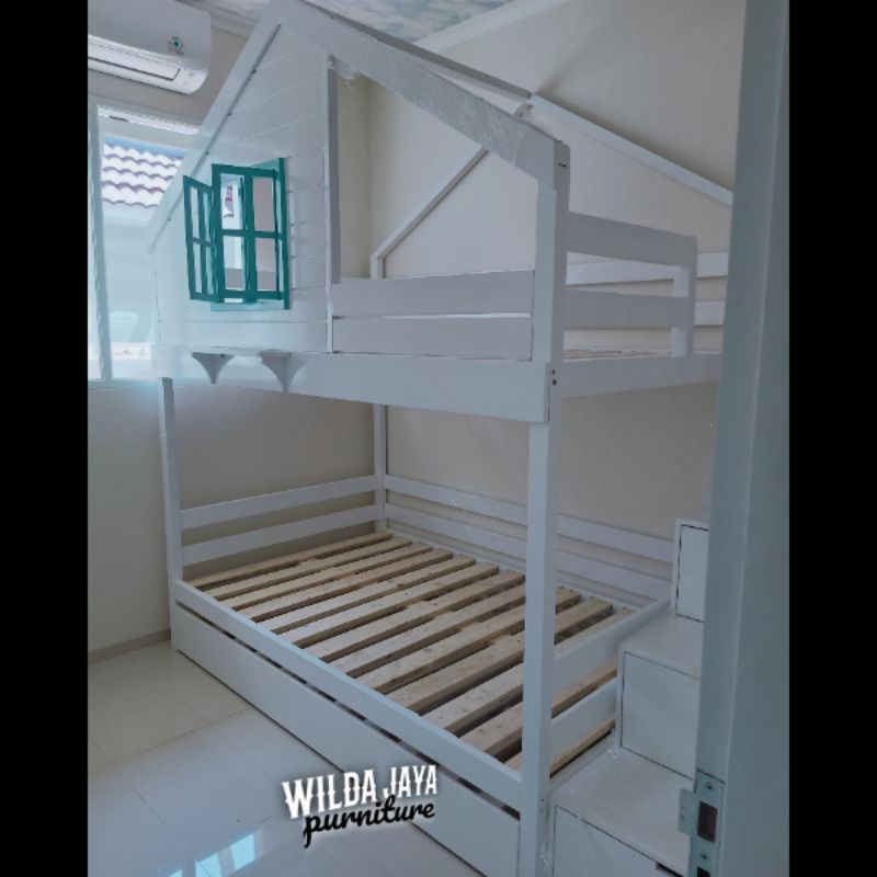 tempat tidur anak tingkat 3 kasur 90x200x250