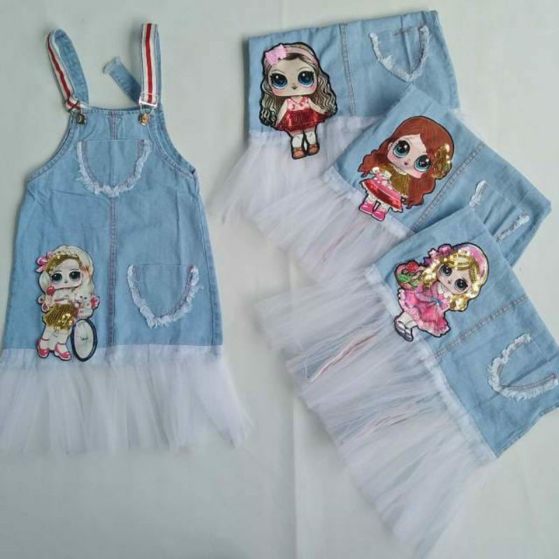 OVERALL JEANS ANAK PEREMPUAN LOL LED MUSIK OVERALL TUTU OVERALL ANAK ANAK CEWEK WANITA OVERALL SETEL