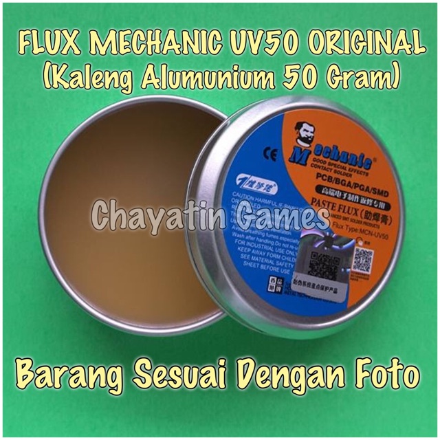 Flux Original Mechanic UV 50 Kaleng Alumunium - Pasta Solder - Minyak