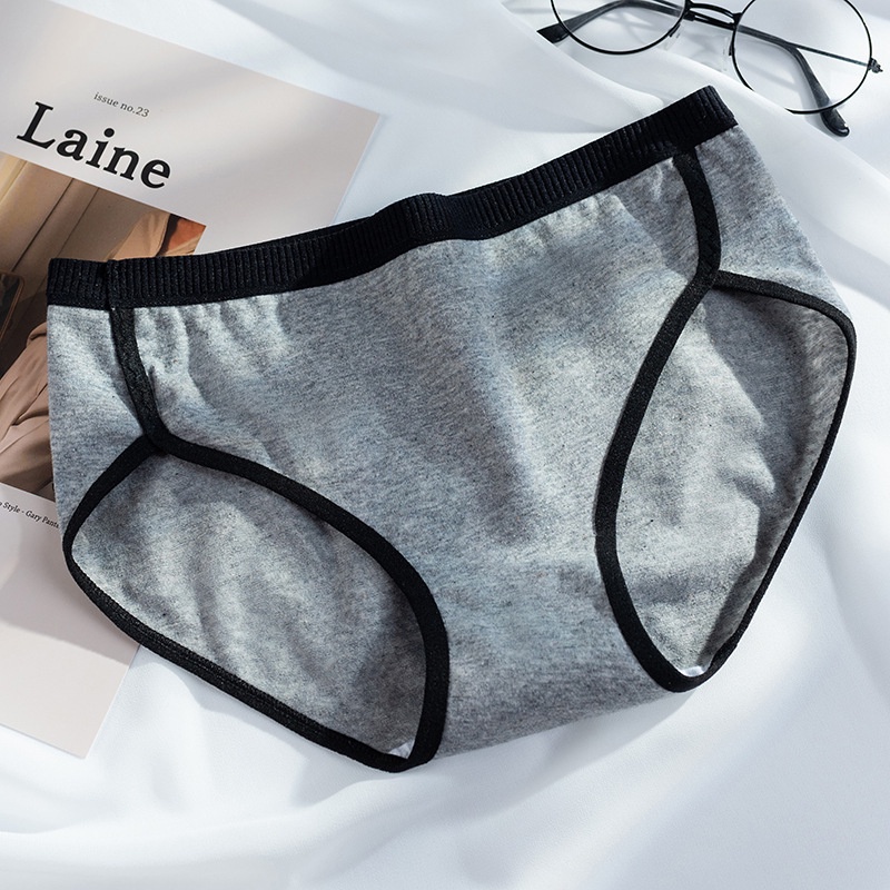❤ MIMI ❤ Celana Dalam Wanita Pinggiran Hitam CD Cewek Polos Import Bahan Adem