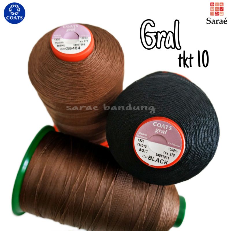 Coats Gral Filament Polyester tkt 10/Benang Jahit Kulit (ECERAN/1CONES/1PCS)