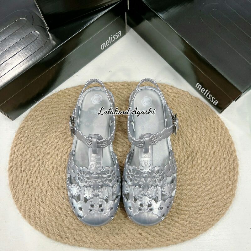 Sepatu  Melissa Possession Lace + Viktor And Rolf Ad Silver/ Sepatu melissa/Sepatu jelly wanita